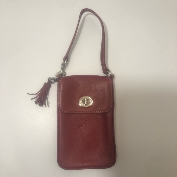 Coach red leather vintage accessories wristlet bag